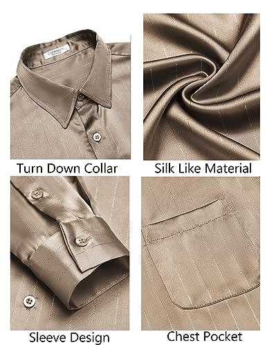 COOFANDY Mens Luxury Satin Dress Shirt Shiny Silk Long Sleeve Button Up Shirts Wedding Shirt Party Prom4