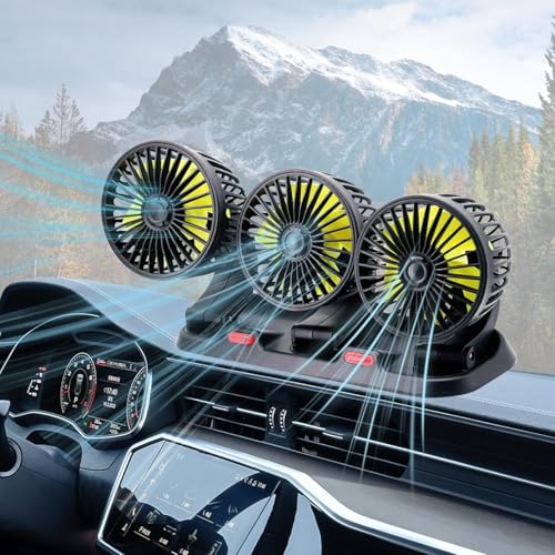 KQWVZ Ventilateur De Voiture, 12V Ventilateur Voiture Allume Cigare, Rotation à 360 Degrés Ventilateurs de Refroidissement Avec 2 Vitesses,Ventilateuren...