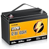Rvpozwer 12V 100Ah LiFePO4 Battery, Built-in 120A BMS, 15000 Deep Cycles, Group 31, Lightweight Lithium Iron Phosphate Battery for Home Energy, RV, Trolling Motor, Marine, Solar, Off-Grid