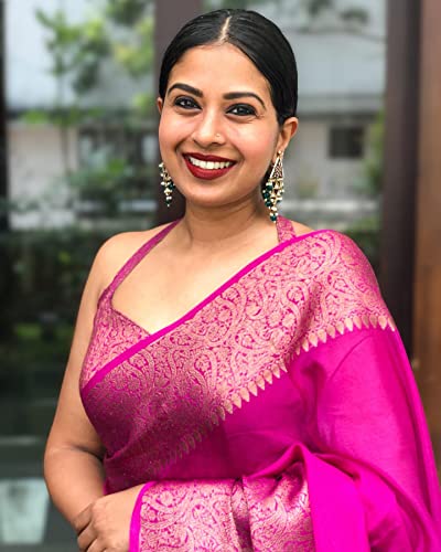 Image of Avantika Fashion Woven Kanjivaram Soft Lichi Silk Embellished Banarasi Saree With Blouse Piece For Women