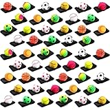 Skylety 50 pcs Wrist Return Ball 1.85'' Rubber Sport Ball with Strap and String Rebound Bouncy Balls Basketball Baseball Soccer Tennis Wristband Toy for Teens Adults Gifts, Wrist Exercise Play