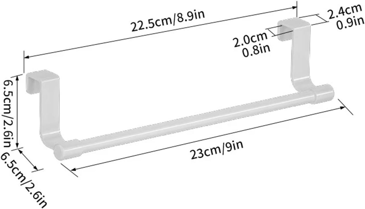 Stainless Steel Kitchen Cabinet Door Back Rag Hanging Rack Storage Towel Bar 23/36cm(23cm White)