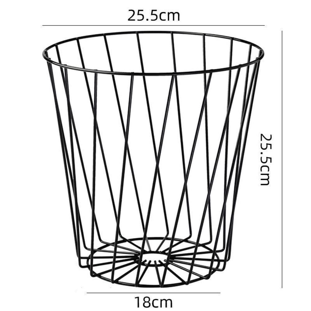 ETRAVRL Pattumiere, filo metallico, cestino per rifiuti in ferro e metallo, cestino per la spazzatura, cestino per il filo, decorazione camera da letto, stile nordico, nero, set da 2