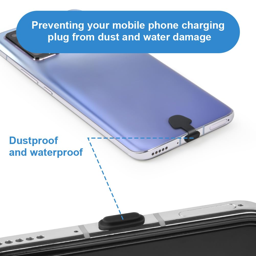 AXFEE Zatyczki przeciwpyłowe kompatybilne z iPhone 15, silikonowe zatyczki przeciwpyłowe typu C ze zdejmowanym klejem, osłona portu ładowania typu C, kompatybilna z Samsung/OnePlus/Huawei/Google