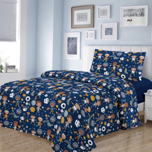 Dalina Textil Juego de Sábanas Infantil para Cama 3 Piezas - 1 Sábanas Bajera Ajustable Cama 90cm con Encimera 165x260cm y 1 Funda de Almohada Larga (Cama de 90x190cm)