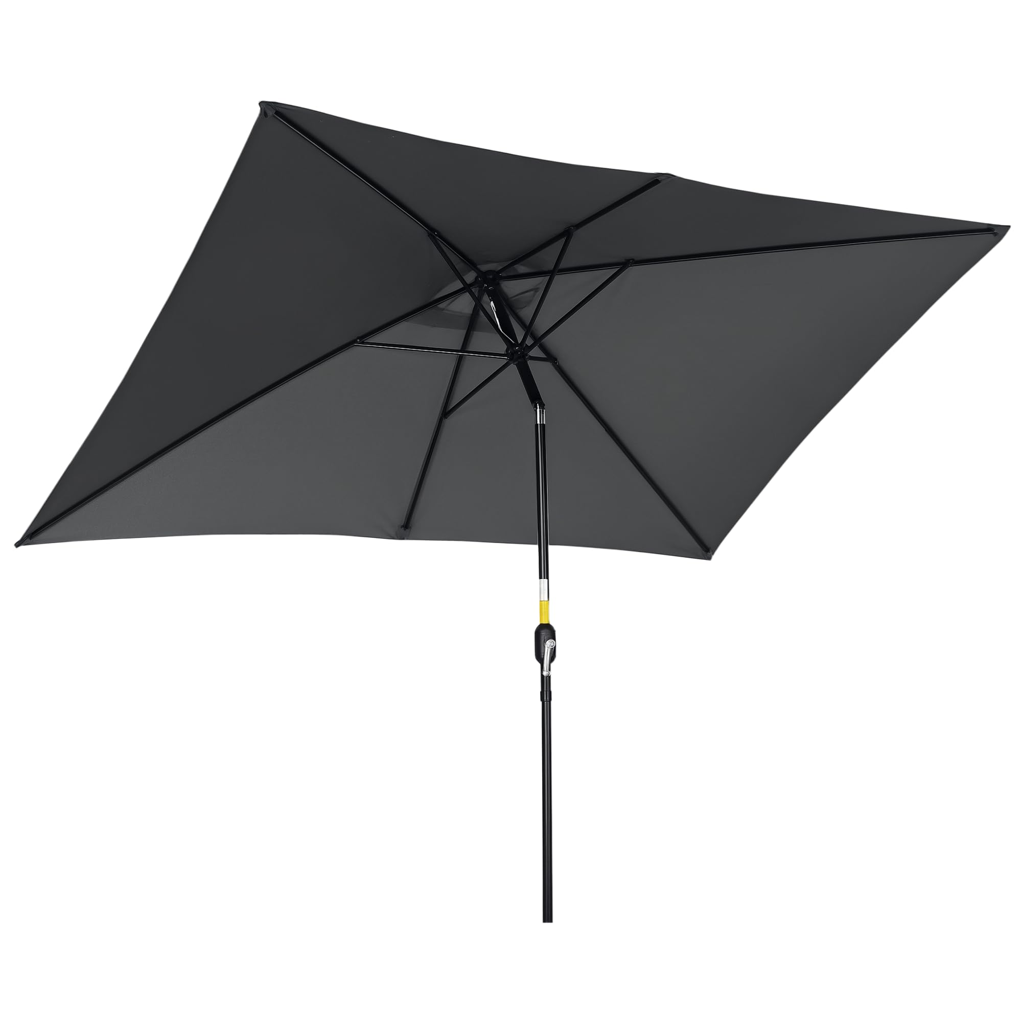 Outsunny Patio Parasol - Black - Aluminium/Polyester - 6 Ribs