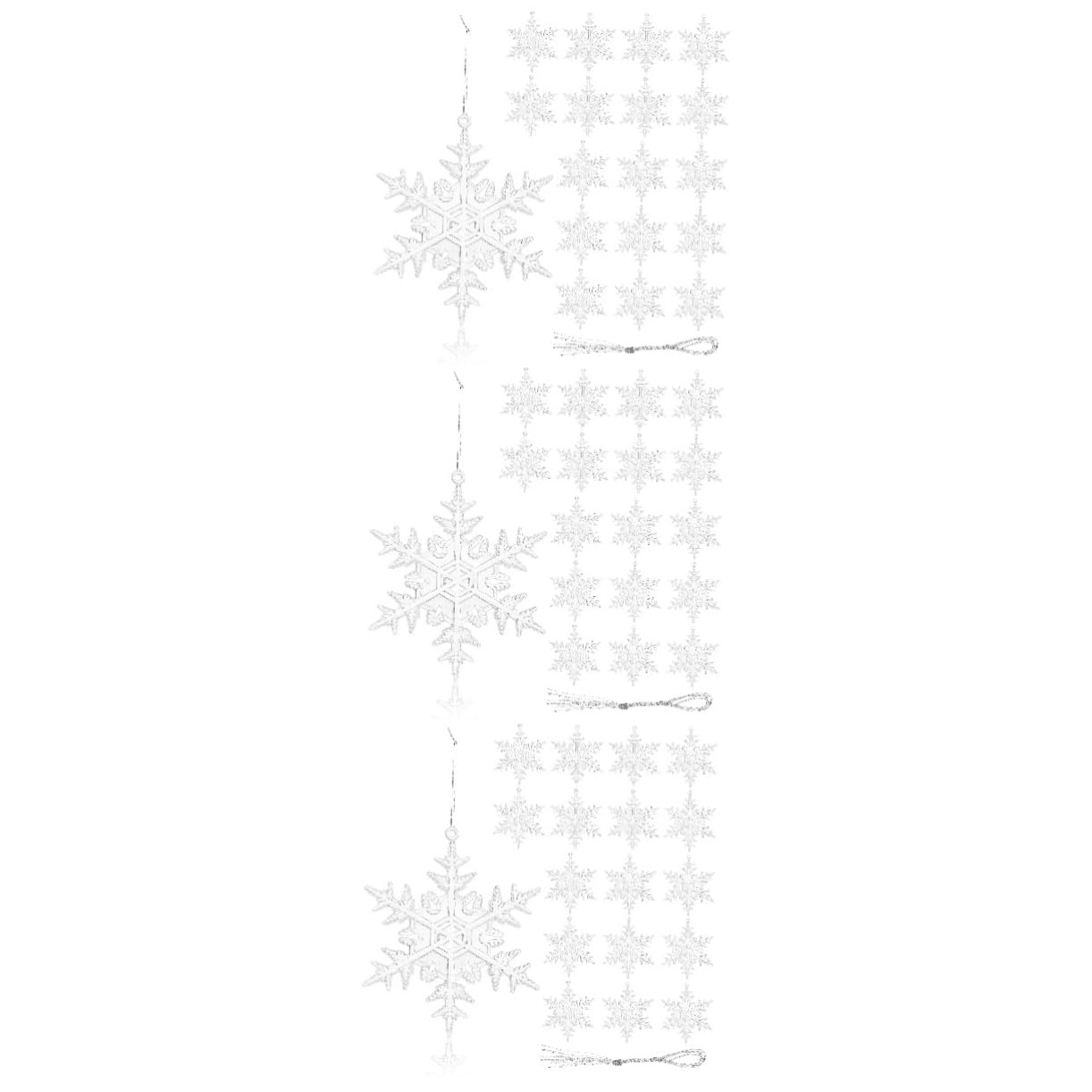 PRETYZOOM 54 STK Transparenter Schneeflocken-anhänger Weihnachten Hängende Acryl-Schneeflocke Weiße Schneeflockenornamente Weihnachten Hängende Schneeflocken Winterschneeflockendekoration