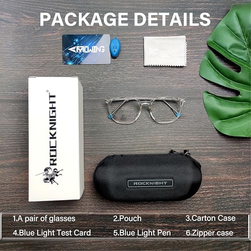 Image of ROCKNIGHT Blue Light Blocking Glasses for Computer Eye Strain Women Clear Frame Gaming Phone Computer Glasses