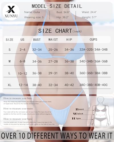 Image of XUNYU Thong Bikini Sets for Women - Brazilian Micro String Bikinis Sexy Two Piece Swimsuit Triangle Top Halter Bathing Suits
