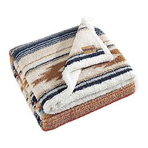 Wrangler - Throw Blanket with Sherpa Reverse Super Soft Plush Bedding Yellowstone-Inspired Dorm Room Essentials 50x60 Coyote Sands Ivory