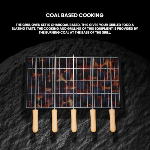 Image of H Hy-tec (Device) Hybb, Blaze Foldable Charcoal Barbeque Grill With 5 Skewers (Stellar Black), Free Standing