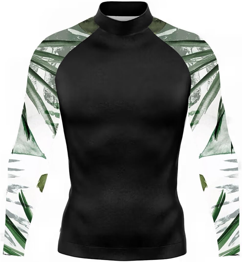 Men's Long Sleeve Swim Shirts Rash Guard Shirts Sun Protection Quick Dry T-Shirt Athletic Workout Running Tops