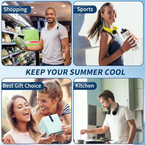 Image of Personal Cooling Portable Neck Fans - USB Rechargeable,360 Free Rotation & Lower Noise Bladeless Battery Operated Design with 3 Speeds Duration 48 hrs, Small Neck Air Conditioner(white)