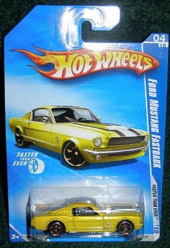 HOT WHEELS 2010 FASTER THAN EVER YELLOW 04 OF 10 FORD MUSTANG FASTBACK by Mattel by Mattel