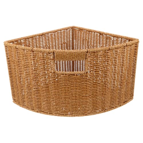 Woven Triangle Corner Storage Basket with Handles Shelf Laundry Basket