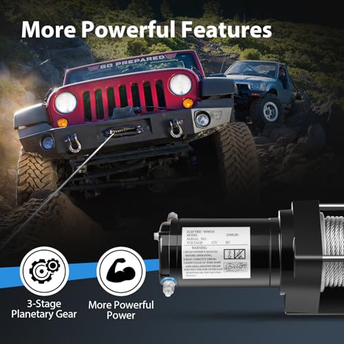 Winch eléctrico 2500LBS con control remoto inalámbrico miniatura 3