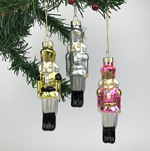 Vgeuna Nutcracker Christmas Ornaments Set, 3Pcs Glass Blown Hanging Ornaments For Christmas Tree, Decorative Hanging Figurines For Christmas Decor #TOP2