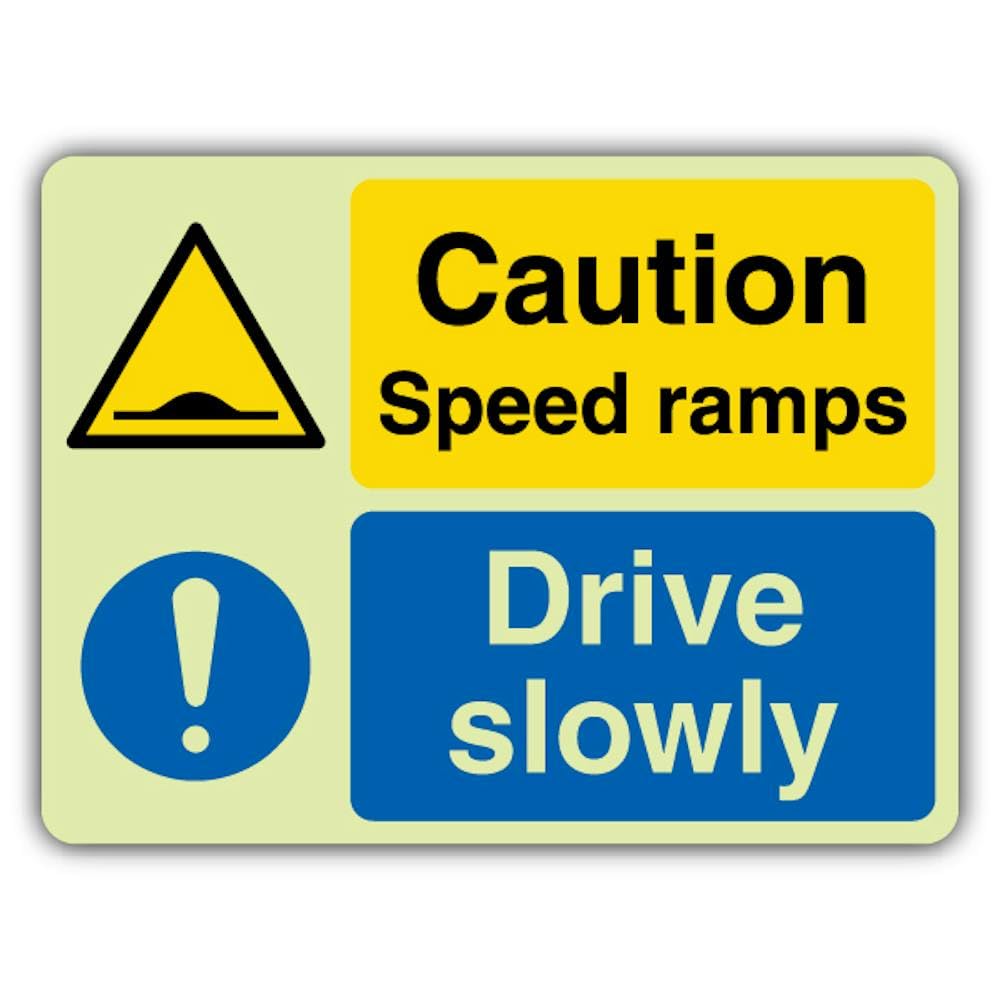 V Safety Glow In The Dark Caution Speed Ramps - Señal de advertencia de peligro - 800 x 600 mm - Hecho de vinilo autoadhesivo de doble brillo - Señalización de advertencia de peligro - Fabricado en