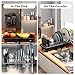 SanDream Small Dish Drying Rack with Removable Utensil Holder & Anti-Scratch Base - Stainless Steel Dish Rack, Dish Drying Rack with Drainage & Space Saving Design for Kitchen Counter, Black