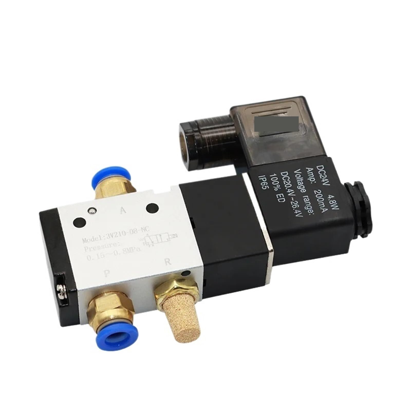 1 szt. 3V210-08 pneumatyczny zawór elektromagnetyczny 3-drożny 2-pozycyjny sterowanie kierunkowe powietrza DC12V DC24V AC110V AC220V (PC 8mm armatura, AC110)
