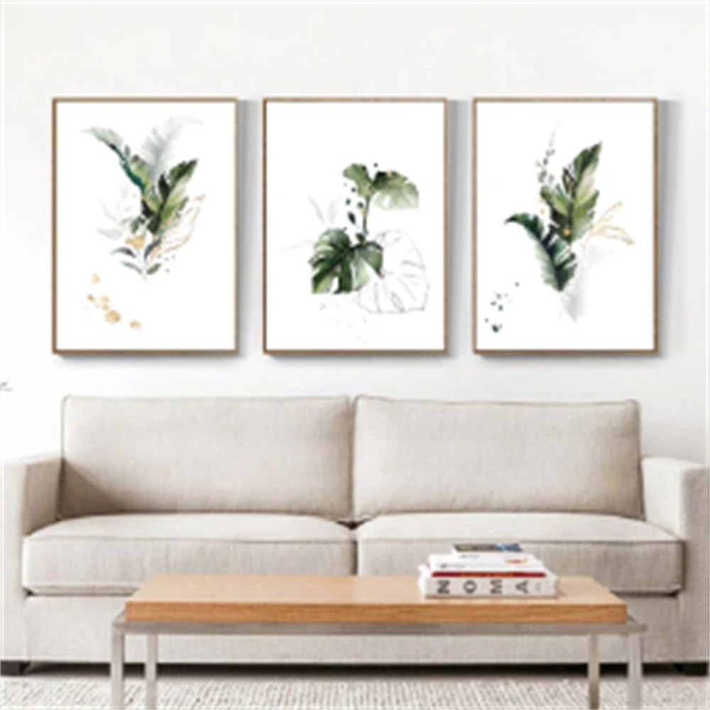 WBYZAC Botanical Posters-Watercolor Plant Canvas Poster Leaf Botanical Art Print Minimalist Painting Nordic Style Picture Modern Living Room Kitchen Decoration-60 * 80cm*3PCS (No Frame)
