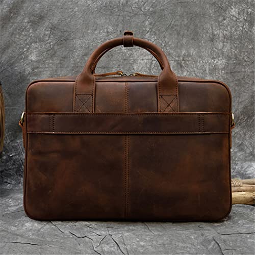 Retro Laptop Briefcase Bag Genuine Leather Handbags Casual 15.6'' Bag Daily Working Tote4