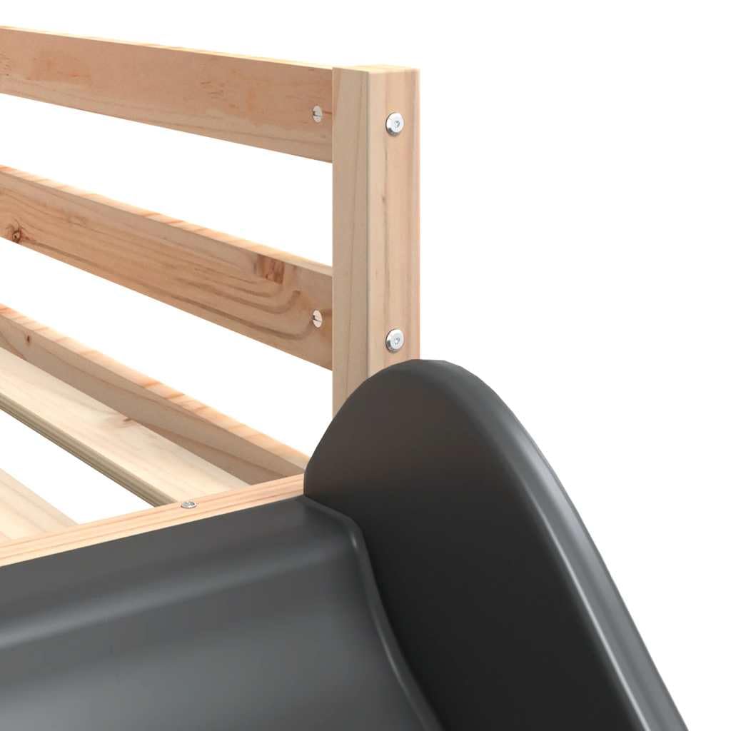 Litera de madera maciza con tobogán y escalera de 80 x 200 cm de madera de pino, resistente cuna con barandilla de seguridad y práctico espacio de almacenamiento