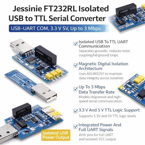 Convertisseur FT232RL USB vers TTL isolé avec connecteur UART COM pour programmation électronique - 4