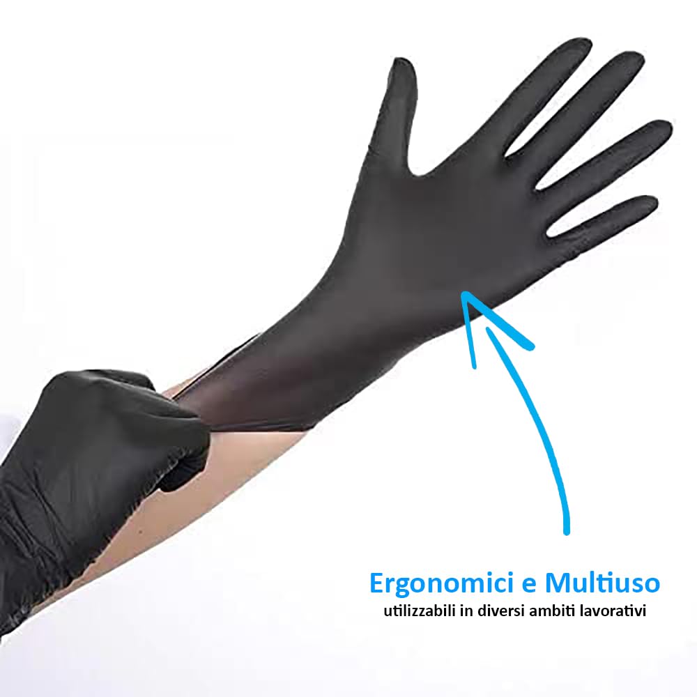 VIRSUS Guanti in nitrile neri senza polvere S 1000 guanti in nitrile monouso da lavoro no lattice latex free AQL 0,65 Small - F