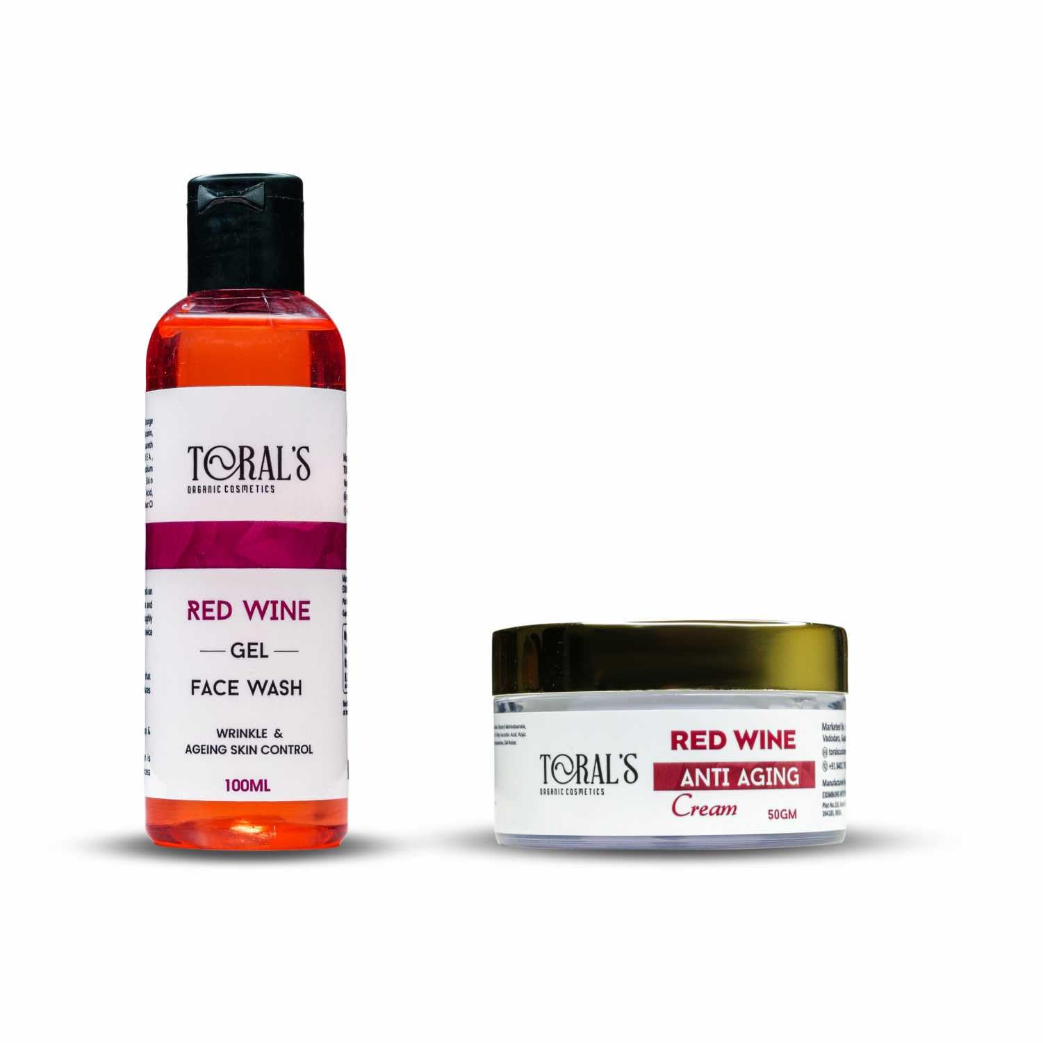 TORAL'S Organic Red Wine Skincare Combo – Anti Ageing Cream (50gm) + Red Wine Gel Face Wash (100ml) | Wrinkle Control & Anti-Ageing | Natural Skincare Set for Radiant & Youthful Skin-image-19
