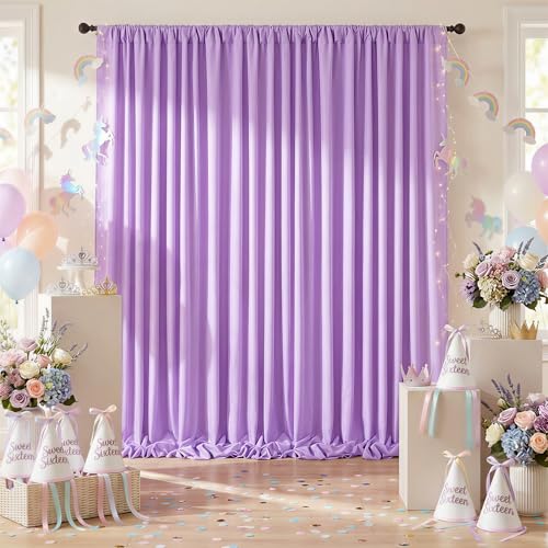 Image of Lavender Backdrop Curtains 30x10ft: Party Light Purple Backdrop Drapes Fabric - Wedding Photography Background Decorations