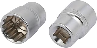 Aexit 1/2-inch Square Hand Operated Tools Drive 22mm 12-Point Shallow Impact Socket Silver Tone 2pcs Model:37as255qo542