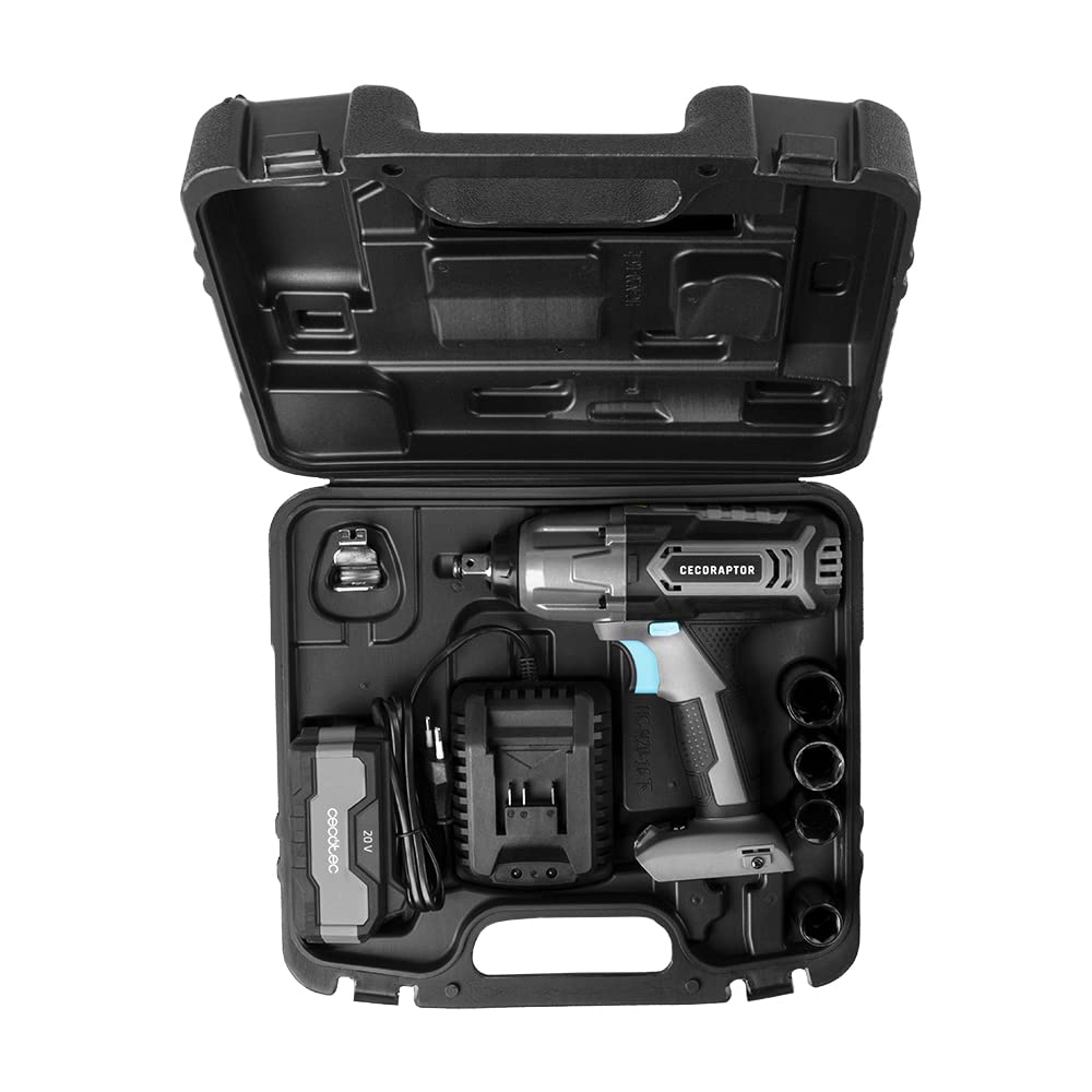 Cecotec Llave de Impacto sin Cables CecoRaptor Perfect Impact 4020 Ultra. Batería 20V y 4000mAh, Velocidad sin carga 2300 rpm, Ratio de Impacto 3000 bpm, Torque máx 400 Nm, Portabrocas