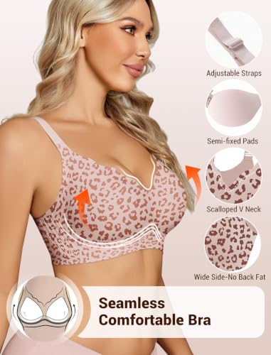 Image of Avidlove Jelly Bras for Women No Underwire Seamless Bralettes Wireless Push Up Scalloped Full Coverage Sports Everyday Bra