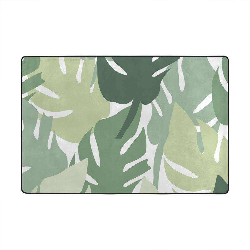 Grand tapis de sol en velours vert corail épais pour décoration d'intérieur tropicale