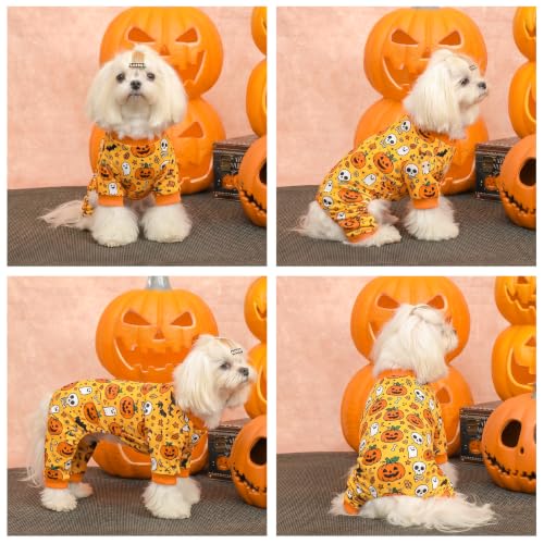 Image of CuteBone Small Dogs Outfit Soft Puppy Onesies Pjs Halloween Dog Pajamas Pet Coat Cat Apparel Comfy Doggie Jumpsuit Bodysuit for All Seasons P347M