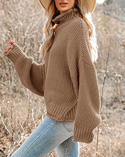 image for Ashuai Womens Turtleneck Sweaters Casual Oversized Chunky Batwing Long
