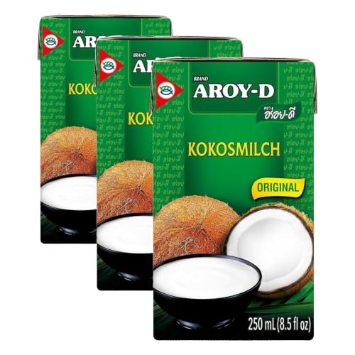 AROY-D Leche de coco 250 ml (Paquete de 3)