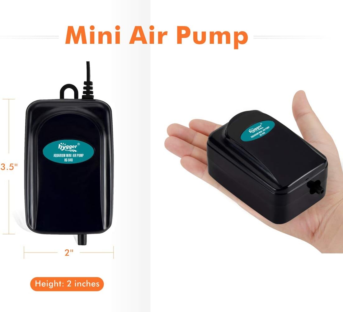 hygger Mini Aquarium Air Pump Kit Small Fish Tank Air Pump 1W for 1-20 Gallon Fish Bowl with Air Tube Air Bubbler Stone Check Valve (1W) : Pet Supplies