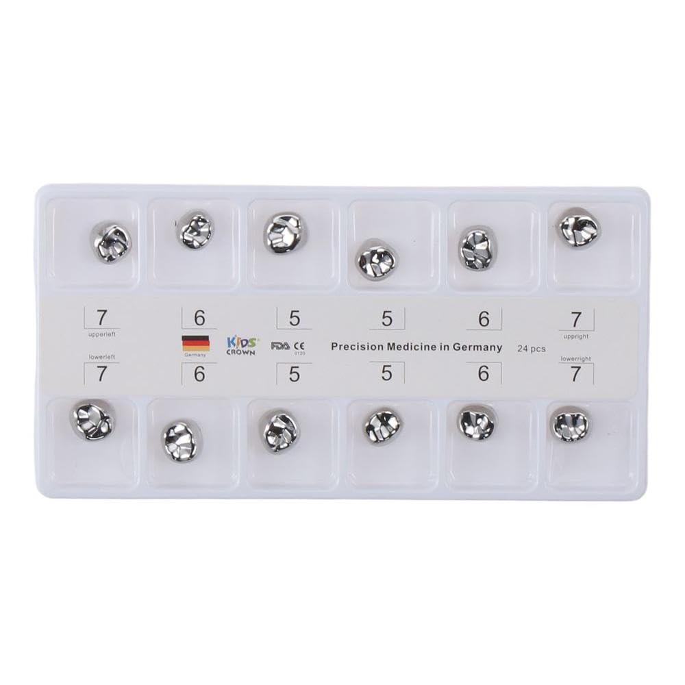 AllGIFT Metal Crowns 12Pcs Stainless Steel Metal Crowns Dental Teeth Crown Adult Teeth Crowns