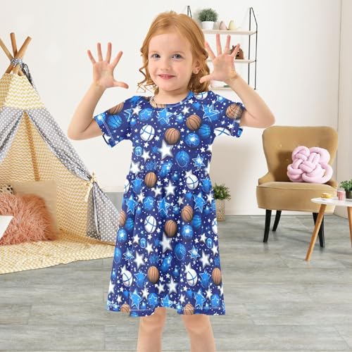 Toddler Girls' Dresses Basketball Pentagram Short Sleeve Sundress 208489884