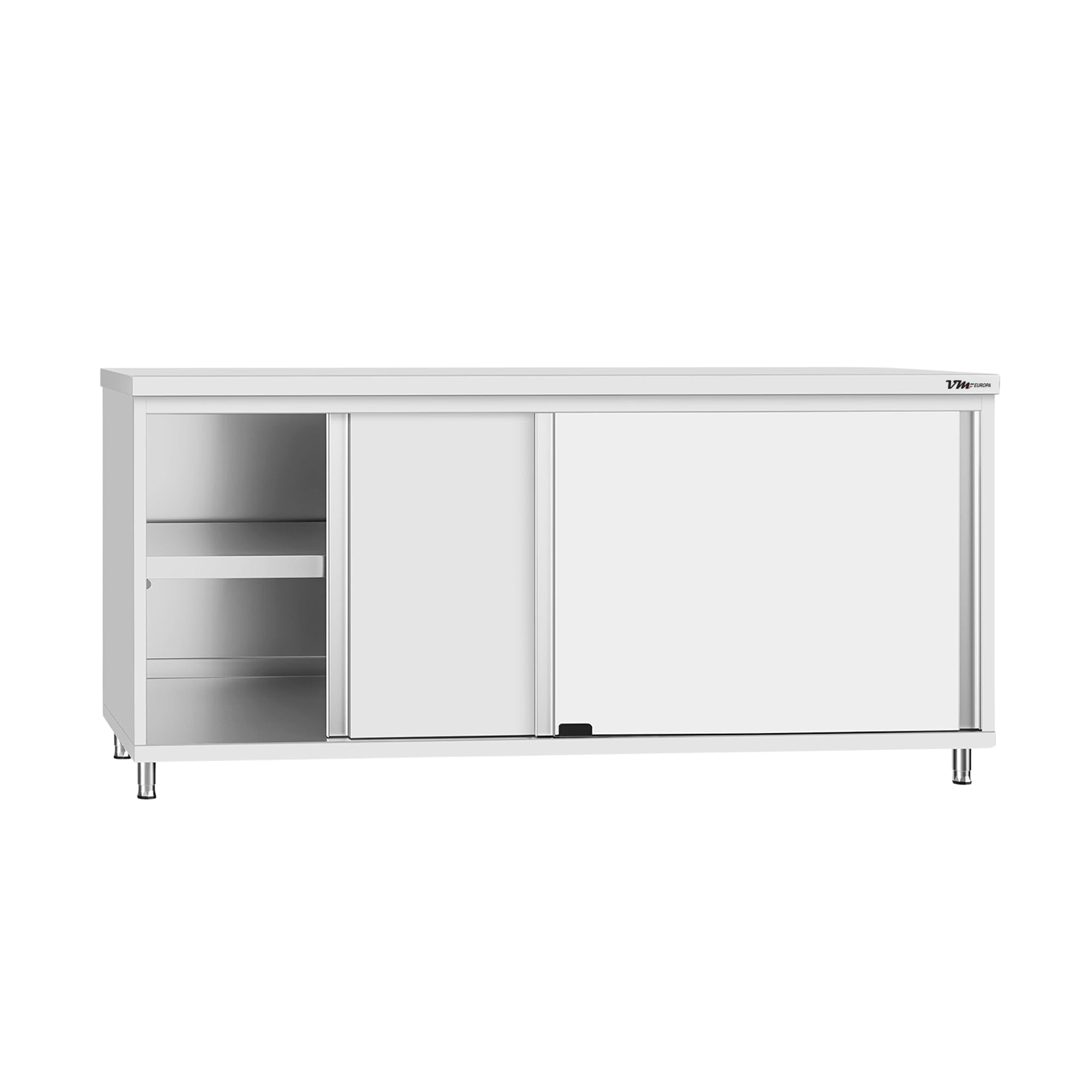 Edelstahl Arbeitsschrank - 180 x 70 cm - AISI 430 Legierung - Mit Schiebetüren - Kompakte Bauweise - Küchenmöbel Gastro Schrank Edelstahlschrank Grillschrank