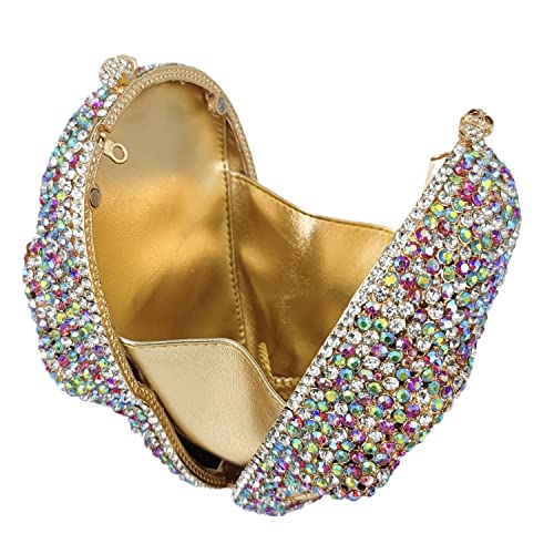 Image of Boutique De FGG Skull Crystal Clutch Purse for Women Formal Rhinestone Clutch Evening Bag Halloween Minaudiere Handbag,Mini