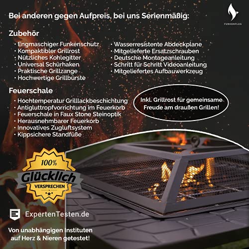 FUNKENFLUG® Vuurschaal met vonkbescherming en grillrooster, voor weldadige warmte en heerlijke gezellige avonden op de… - Image 7
