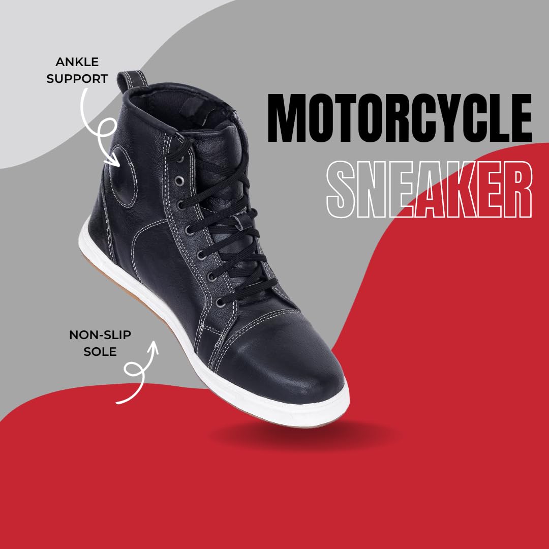 Bikers Gear Bottes de moto pour homme – Chaussures de moto imperméables en cuir avec techno Gi thermoplastique sur les orteils et les talons – Baskets urbaines avec support de cheville et semelle