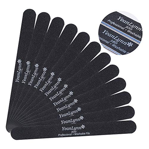 12PCS Professional Nail File Set：Double Sided Emery Board (100/180 Grit），Washable Double Sided Kit (12pcs)