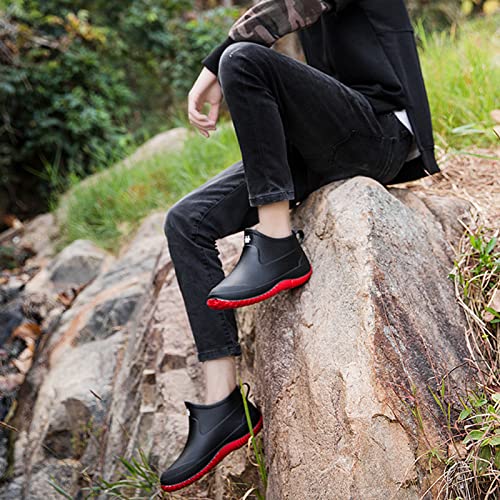 fereshte Men's Ankle Rain Boots Waterproof PVC Short Garden Boots3