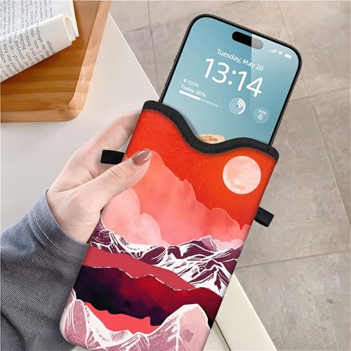 Image of Men Women Phone Sleeve Pouch Case Bag with Crossbody Strap /Neck Lanyard for iPhone 17 /16 /15 Pro Max, Air, 16 /15 Plus, 16e; Red