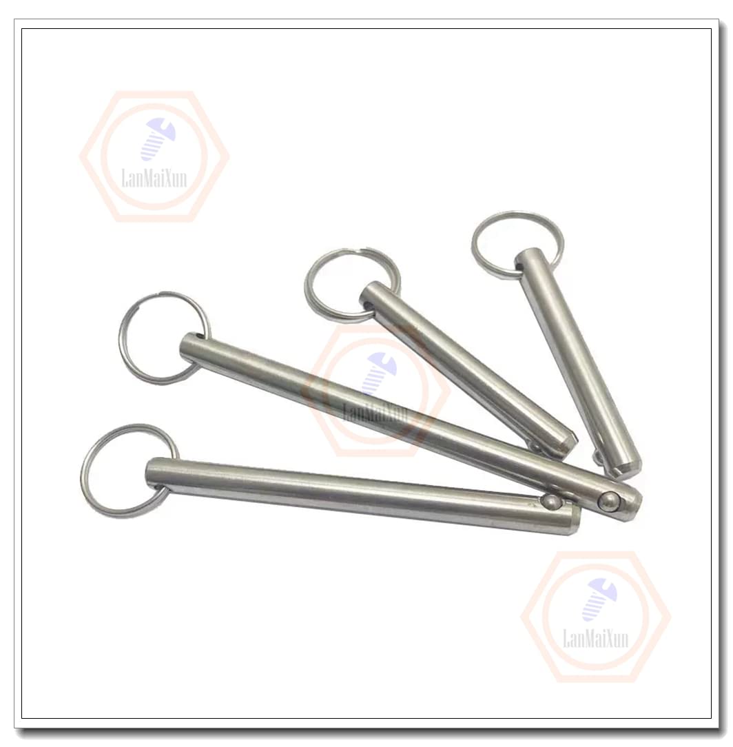 3 Stück φ10mm×120mm 304 Edelstahl Ball Locking Bolzen Folding Pin Sicherheitsbolzen Edelstahl Folding Bolzen Ring Bolzen Folding Pin mit Ring