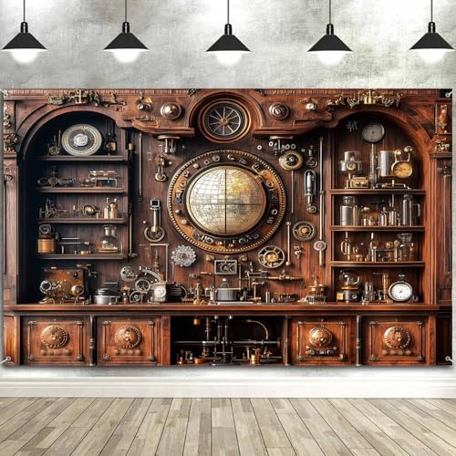 Fondo Fotográfico Vintage Steampunk 10x8ft Abstracto miniatura 2